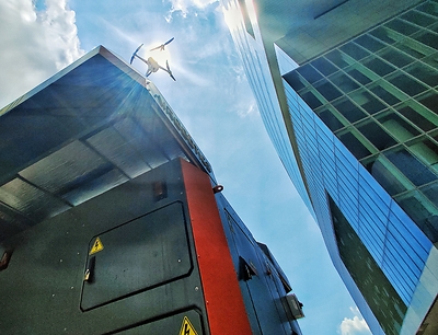 The Optimus Drone and Airbase in Urban Environment (Credit: Airobotics) (PRNewsfoto/Airobotics)