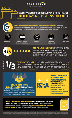 Infographic: Selective Insurance and Harris Poll Survey of High-Value Holiday Gifts and Insurance.