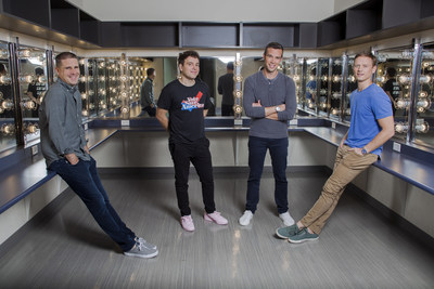 From L to R: Pod Save America co-host Dan Pfeiffer with Crooked Media founders & Pod Save America co-hosts Jon Lovett, Jon Favreau, and Tommy Vietor. Photographer Jessica Pons