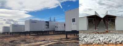 CleanSpark Bitcoin mining sites in Cheyenne, WY (left) and Jackson, TN (right)