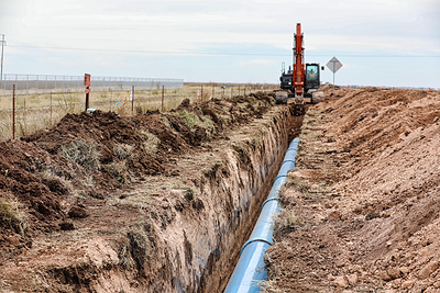 Fermi America has installed over 2 miles of 24” water pipe - 40% of the total right-of-way line.