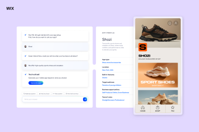 The mobile app builder guides users through a conversational AI chat experience to understand their intent and goals in creating a new native app.
