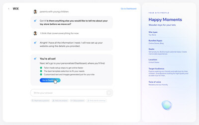 Alongside the conversation, a business profile is built that categorizes and organizes all of the necessary applications with the collected information. Once the conversation concludes, users are guided to a dashboard with the compiled components.