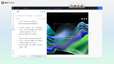 Customize CSS by copying and pasting into the Wix Studio editor and applying it to elements to create new designs, animations, and interactions.