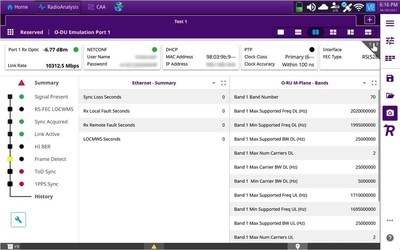 The OneAdvisor-800 all-in-one cell site tool from VIAVI Solutions can be upgraded with the O-DU Emulation application to verify field deployment of O-RAN radios.