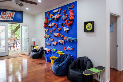 Featured living areas are also transformed with monuments of blasters ready for action.