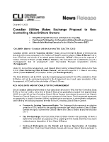 Canadian Utilities Makes Exchange Proposal to NonControlling Class B Share Owners (CNW Group/Canadian Utilities Limited)