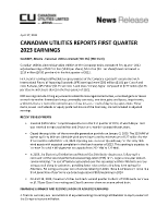 CANADIAN UTILITIES REPORTS FIRST QUARTER 2023 EARNINGS (CNW Group/Canadian Utilities Limited)