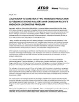ATCO GROUP TO CONSTRUCT TWO HYDROGEN PRODUCTION & FUELLING STATIONS IN ALBERTA FOR CANADIAN PACIFIC’S HYDROGEN LOCOMOTIVE PROGRAM (CNW Group/ATCO Ltd.)