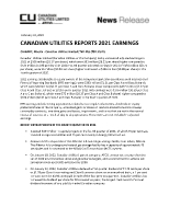 CANADIAN UTILITIES REPORTS 2021 EARNINGS (CNW Group/Canadian Utilities Limited)