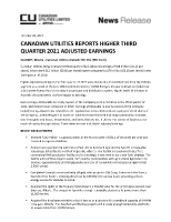 Canadian Utilities Reports Higher Third Quarter 2021 Adjusted Earnings (CNW Group/Canadian Utilities Limited)