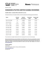 Canadian Utilities Limited Eligible Dividends. (CNW Group/Canadian Utilities Limited)