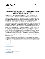 CANADIAN UTILITIES APPOINTS BRIAN SHKROBOT AS CHIEF FINANCIAL OFFICER (CNW Group/Canadian Utilities Limited)