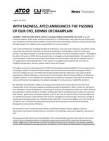 WITH SADNESS, ATCO ANNOUNCES THE PASSING OF OUR CFO, DENNIS DECHAMPLAIN (CNW Group/ATCO Ltd.)