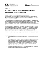 Canadian Utilities Limited Q1-2021 Earnings (CNW Group/Canadian Utilities Limited)