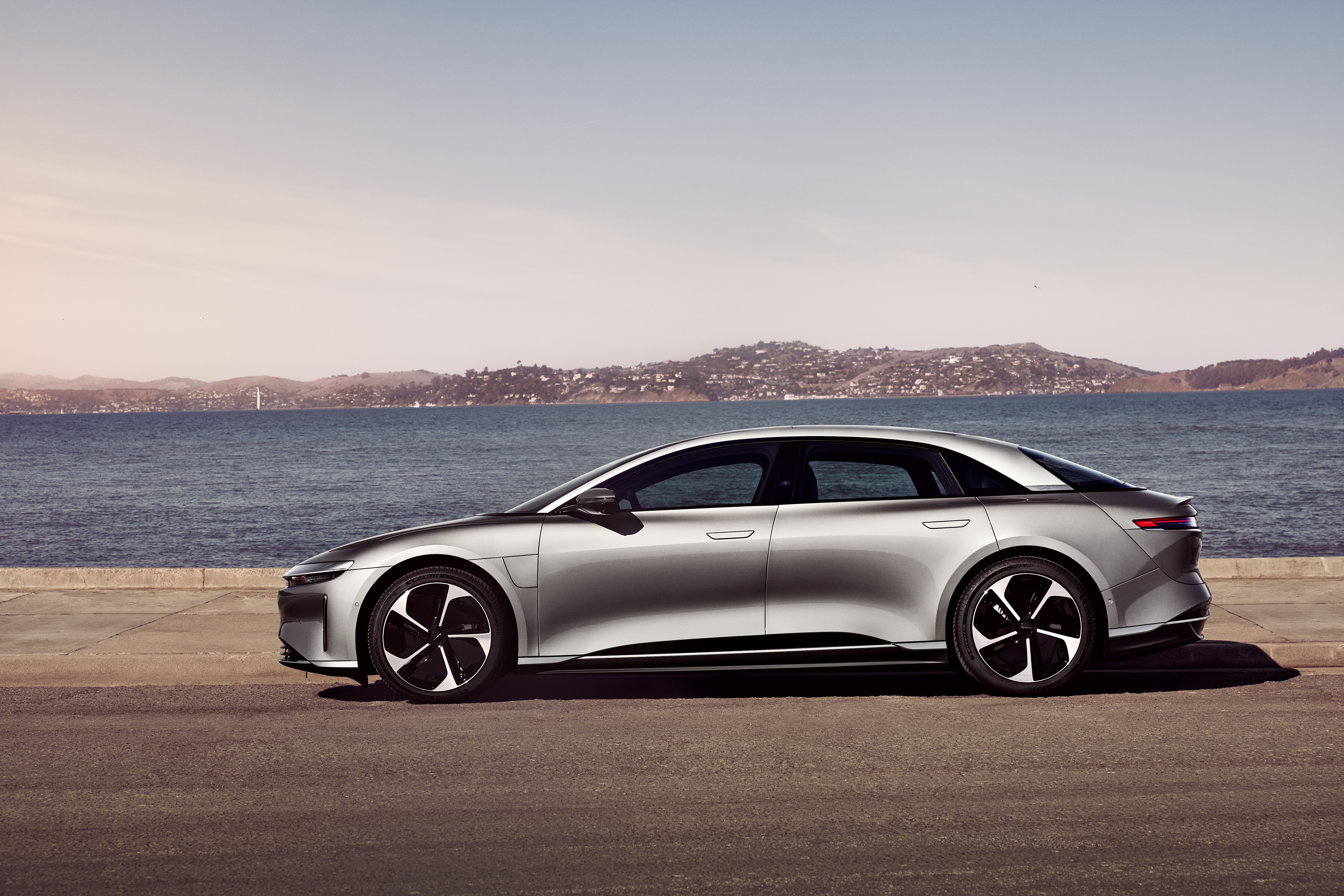 The dual-motor, all-wheel drive powertrain in Lucid Air Touring delivers 620 horsepower and can accelerate the vehicle from 0-60 mph in just 3.4 seconds.