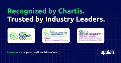Appian has been recognized in three new reports from Chartis Research across risk management, financial crime and compliance, and client lifecycle management.