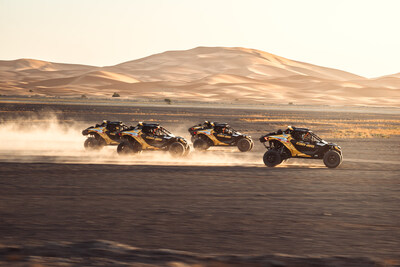 The Can-Am Factory Drivers will rely on the Maverick R to chase the top step of the podium at the 2026 Dakar Rally. (CNW Group/BRP Inc.)