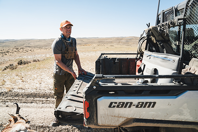 Steven Rinella, founder of MeatEater, counts on his Can-Am Defender to get into the backcountry. (CNW Group/BRP Inc.)