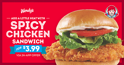 As Temperatures Drop Wendy’s Spices Up Holiday Meals with $3.99 Spicy Chicken Sandwiches In-App Offer