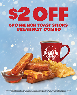 Grown-Up Snow Day: Get $2 off a 6 PC Homestyle French Toast Sticks Breakfast Combo and feel like a kid again