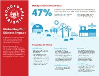 The Wendy’s Company announced near-term, science-based targets to reduce Scope 1, 2 and 3 greenhouse gas emissions by 47% by 2030 across its global System. To make these meaningful cuts, Wendy’s will work throughout its System, including Company operations, and cooperatively with franchisees and suppliers, to turn commitment into action.