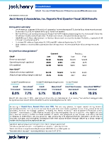 Jack Henry & Associates, Inc. Reports First Quarter Fiscal 2024 Results