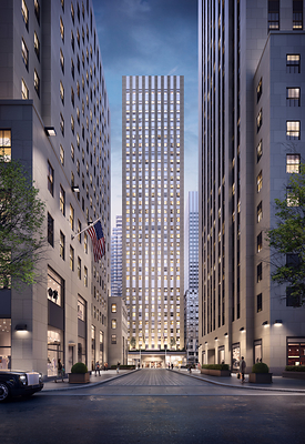 75 Rock is a premier, Class-A office and retail building located in the heart of the world-famous Rockefeller Plaza, offering tenants proximity to well-renowned entertainment and dining options – Radio City Music Hall and The Rink at Rockefeller Center. Photo courtesy of RXR Realty.