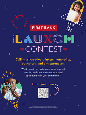 First Bank's Project Launch contest begins Feb. 1, 2022 and is focused on improving educational opportunities throughout the Carolinas.