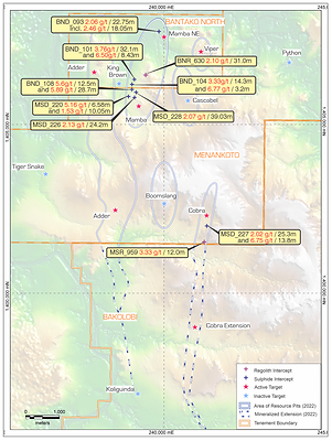 Figure 3 - Menankoto - Bakolobi Drill Targets (CNW Group/B2Gold Corp.)