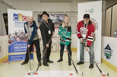 (Left to right) Jeremy Cross, Patrick Madahbee, Jay Armitage, Chief Scott McLeod (CNW Group/Hydro One Limited)