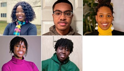 (From left to right) Benie Matoka Mabondo, Guled Mohamed, Joelle Weir, Itohansose Itua and Priscilla Sarpomaa are the 2022 recipients of Hydro One’s William Peyton Hubbard Memorial Award (CNW Group/Hydro One Inc.)