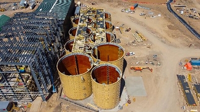 CIL tanks and processing & reagents building (CNW Group/Artemis Gold Inc.)