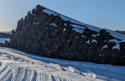 Transmission Line Poles Onsite - January 2024 (CNW Group/Artemis Gold Inc.)