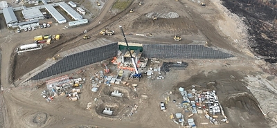 MSE retaining wall/crusher structure and conveyor footings – September (CNW Group/Artemis Gold Inc.)