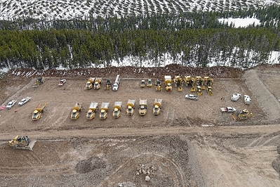 Construction Fleet at Blackwater Mine - April 2023 (CNW Group/Artemis Gold Inc.)