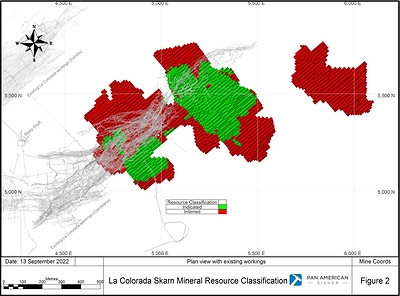 Figure 2 - La Colorada Skarn Plan view with workings (CNW Group/Pan American Silver Corp.)