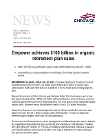 Empower achieves $100 billion in organic retirement plan sales (CNW Group/Great-West Lifeco Inc.)