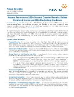 Keyera Announces 2024 Second Quarter Results, Raises Dividend, Increases 2024 Marketing Guidance (CNW Group/Keyera Corp.)