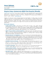 Keyera Corp. Announces 2023 First Quarter Results (CNW Group/Keyera Corp.)