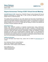 Keyera Announces Timing of 2021 Virtual Annual Meeting (CNW Group/Keyera Corp.)