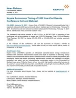 Keyera Announces Timing of 2020 Year-End Results Conference Call and Webcast (CNW Group/Keyera Corp.)