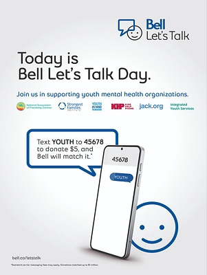 Today is Bell Let’s Talk Day! (CNW Group/Bell Canada (MTL))