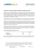 LUNDIN GOLD DECLARES QUARTERLY DIVIDENDS OF $0.80 PER SHARE (CNW Group/Lundin Gold Inc.)