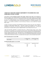 LUNDIN GOLD ADDS NEW VARIABLE COMPONENT TO ITS DIVIDEND POLICY AND ANNOUNCES A SPECIAL DIVIDEND (CNW Group/Lundin Gold Inc.)