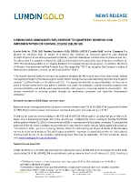 LUNDIN GOLD ANNOUNCES 50% INCREASE TO QUARTERLY DIVIDEND AND IMPLEMENTATION OF NORMAL COURSE ISSUER BID (CNW Group/Lundin Gold Inc.)