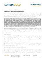 LUNDIN GOLD ANNOUNCES CFO TRANSITION (CNW Group/Lundin Gold Inc.)