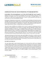 LUNDIN GOLD TO BUY OUT 100% OF STREAM FACILITY TO BECOME DEBT FREE (CNW Group/Lundin Gold Inc.)
