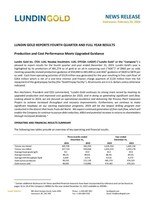 LUNDIN GOLD REPORTS FOURTH QUARTER AND FULL YEAR RESULTS (CNW Group/Lundin Gold Inc.)