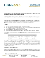 LUNDIN GOLD THREE YEAR OUTLOOK ANTICIPATES SUSTAINED STRONG FREE CASH FLOW GENERATION FROM FRUTA DEL NORTE (CNW Group/Lundin Gold Inc.)